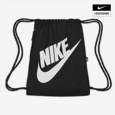 (매장정품) 나이키 트레이닝 짐 색 헤리티지 드로우스트링백 가벼운 배낭 브라질리아 보조가방 신발가방 휴대용 슈즈백 유틸리티, 클래시블랙, 1개