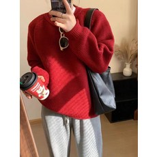 [BINIWU]보풀이 피지 않는 라운드 스웨터 도톰 박시 니트