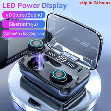 3500mAh LED 블루투스 무선 이어폰 헤드폰 이어버드 TWS 터치 컨트롤 스포츠 헤드셋 노이즈캔슬 이어폰 헤드폰|블루투스 이어폰 & 헤드폰|, 1개, 단일, S11 single Ear W