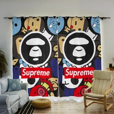 슈프림 BAPE SUPREME 빈티지인테리어 원룸 자취방 커튼 베이프, 모델1