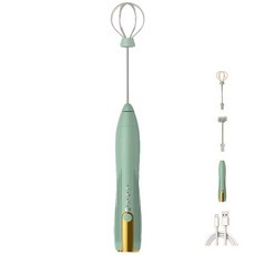 전기 우유 거품기 휴대용 거품 비터 커피 믹서 교체 헤드 무선, 14.Green set B, 8) Green set B, 1개