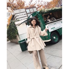 여성 겨울 하프기장 다크 헵번풍 두꺼운 슬림핏