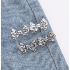 바지 조절 클립 허리 늘리기 줄이기 버클 클립 수선 셀프 허리핀 청바지 치마 매직 단추 요술, 1세트, 실버블랙