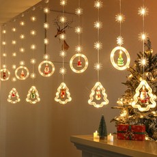 워스해빙 크리스마스 LED 오너먼트 눈꽃 줄조명 전구 링 + 트리, 웜화이트(전구색), 1개