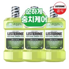 리스테린 내추럴 그린티 마일드 구강청결제, 1L, 3개