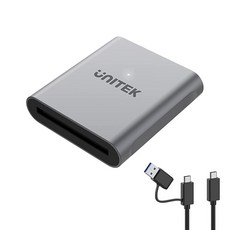 CFast 카드 리더기 Unitek USB 3.0 C 2.0 휴대용 알루미늄 메모리 어댑터 썬더볼트 3 포트 연결 지원 샌디스크 렉사 트랜센드 소니 카드와 호환 14276, Grey, 1개