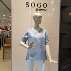 트리아나 잔체크 지지미 블라우스