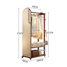 윙커퀸 북유럽 원목 고급형 전신거울 수납 벽 전신 거울 행거 화장대 예쁜 대형 이동식, 29)행거수납형-100cm-다크브라운 - 오트밀하우스