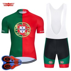 2021 팀 포르투갈 자전거 의류 턱받이 세트 MTB 프로 저지 검은 자전거 의류 빠른 건조 자전거 셔츠 망 짧은 Maillot Culotte|사이클링 세트|