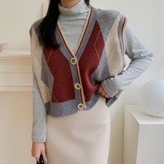 달리샵 클래식 아가일 니트 조끼