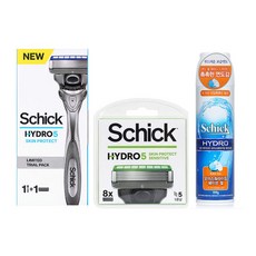 쉬크 하이드로5 스킨프로 면도기+센서티브 면도날 8입+쉐이브젤, 1개, 1세트