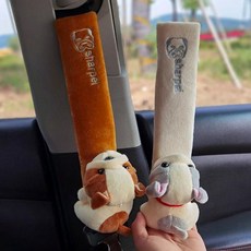 차량용품 폭신찍찍이 안전벨트 동물커버 안전벨트인형, 베이지독/ONESIZE, 베이지독, 1개