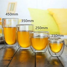 내열성 이중 벽 유리 컵 투명 맥주 커피 물컵 음료 세트 80 ml 150 250/350, 4개