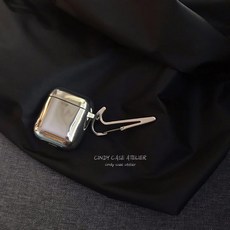 CINDY CASE 실버 쿨 후크 이어폰 쉘은 Apple AirPods 케이스 1 2 3pro에 적합합니다., AirPods 12 세대