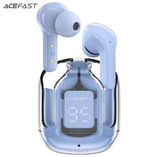 ACEFAST T6 TWS 이어폰 무선 블루투스 5.0 헤드폰 스포츠 게임 헤드셋 마이크 + 무료 커버가있는 소음 감소 이어 버드, ice blue