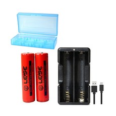  삼성 35E 18650 세트(3500mah 2알+깜냥급속충전기+USB케이블+2구케이스 ), 1세트 