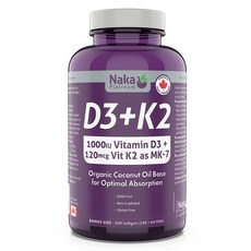 하루1알 비타민 D3(1000IU) K2(120mcg) 300캡슐 캐나다직배송, 1개, 300정