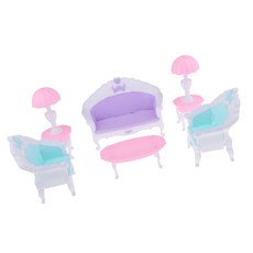 QDY Dollhouse 1:12 미니어처 거실 가구 레트로 엔드 테이블 u0026 플로럴 소파