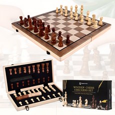라라공방 고급원목 대형 접이식 자석 체스판 체커 체스 세트 39 x 39, 혼합색상, 1개 1개