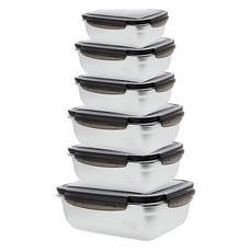 Sisem 플렉스 스텐 밀폐용기 6종 세트, 1세트, 350ml + 550ml(2P) + 850ml(2P) + 1.8L 1세트, 350ml + 550ml + 550ml + 850ml + 850ml + 1800ml
