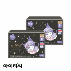 [KT알파쇼핑]마리솜 쿠로미 순면 소프트 오버나이트 생리대(8입)X2팩, 8개입, 2개