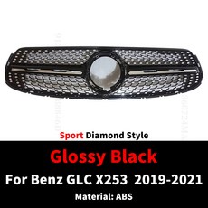다이아몬드 GT 스타일 프론트 범퍼 그릴 입구 그릴 메르세데스 X253 벤츠 GLC 2019 2020 2021 300 200 220 튜닝 후드 메쉬 그리드