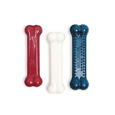 Nylabone 파워 츄 토이 버라이어티 트리플 팩 공격적인 씹는 사람을 위한 개 장난감 작은 개를 깨지지 않는 뼈 치킨 베이컨 땅콩 버터 맛 소형일반3개, 다양성, 최대 25파운드의 소형.