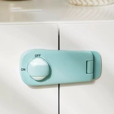 이중 서랍잠금장치 냉장고 싱크대 문 고리 열림 방지, 1개, 고정형 민트 1개입