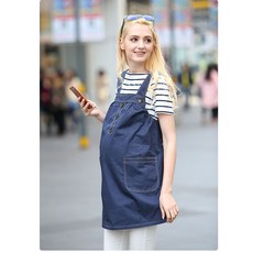 전자파차단앞치마 임산부 방사능억제 옷 금속 혼방 실크 보호 멜빵 앞치마 사계절 봄여름 상의, C08-6226다크블루+증정금속 앞치마