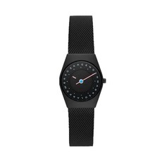 Skagen Grenen Lille 여성용 시계 스테인리스 스틸 메시 또는 가죽 밴드 포함 미드나잇 그레넨 릴