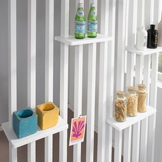 듀크 가벽 우드 파티션 추가구성 상품, 스트라이프 원목선반 4홀 [화이트]