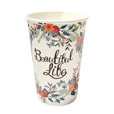 투고팩 플라워 종이컵 390ml, 100개, 3개