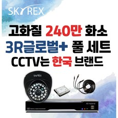 스카이렉스+3R GLOBAR 콜라보 240만화소 가정용/매장용 자가설치 풀세트, 4채널(1TB)+실내 카메라 1대+20M 세트, 240만 고급형 - 스카이렉스