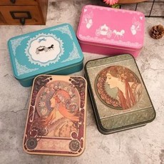 빈티지 선물포장박스 우표수납용기 레이디 프린세스 직사각형 수납 쿠키 캔디 제비집 세트, 01 A타입, 01 18.5x13.5x5.5cm(폭발유)