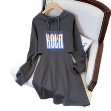 Anteater 캐주얼 롱 티셔츠 원피스 여자 슬림핏 후드 원피스 ru928XC1