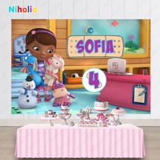 카메라 스튜디오 배경천 촬영 배경 NIHOLIA Doc Mcstuffins 소녀 생일 눈사람 양 인형 비닐 배너, 02 02_07 vinyl 200x180cm, 1개