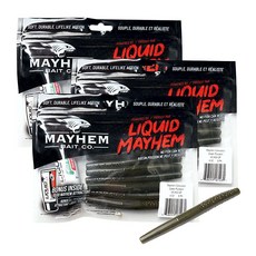 Mayhem Bait Co. Convulsion 10.2cm(4인치) 부드러운 플라스틱 스윔베이트 네드 리그에 이상적 낚시 루어 3팩 튜브 3개 액체 메이헴 물고기 유인제, Green Pumpkin, 1개