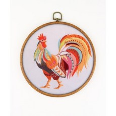 루스터 EM079 DIY 자수 키트 PRIME. 실 바늘 스탬프 천 클리퍼 및 인쇄된 색상 패턴 세트 내부., Embroidery Kit PRIME - 옷본패턴