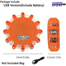 LED 비상 조명 플레어 안전 경고 USB 충전식 깜박이 램프 트럭 차량 차량용 적색 스트로브 대시 라이트 9 가지 모드, 2) Battery Version