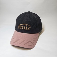 이미스 모자 WASHED DENIM BALL CAP-GRAY/PINK 그레이/핑크