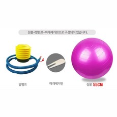 쏭쏭이 헬스 짐볼55cm+발펌프+마개제거핀 세트 필라테스 몸매관리 스트레칭 휘트니스용품 공운동 자세교정볼 간편한운동 헬스장볼, 레드