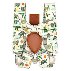 Qenidm Boy Suspenders Bow tie Set Dinosaur Pattern 246090