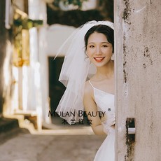 3중 심플 레이스 면사포 베일 셀프 웨딩 소품 레이스