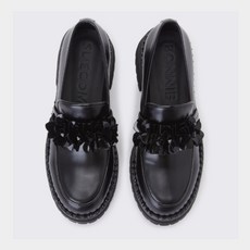 금빛써니 슈콤마보니 Beads flower loafer(black)