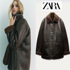 ZARA 여성코트 세미 무스탕 리버시블 롱 재킷