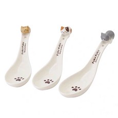 귀여운 고양이 우동 스푼 라멘 분식 숟가락 수프 도자기 라면 일본 멜라민 세라믹, 고양이 스푼 3 개 세트