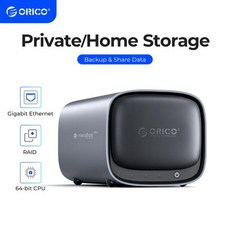 ORICO NAS 서버 개인 클라우드 스토리지 서버 인텔 듀얼 코어 2.6GHz 플렉스 미디어 서버 네트워크 스토리지 가정 및 사무실용 2 베이, 없음, 1) EU Plug