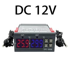 듀얼 디지털 STC-3008 온도 컨트롤러 2 릴레이 출력 조절기 히터 프로브 포함 12V 24V 220V 가정용 냉장, 1개, 02 DC 12V