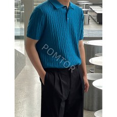POMTOR 여름니트 반팔 니트 카라 티셔츠 폴로반팔니트