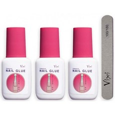 3x15g by Vixi EXTRA STRONG NAILUE BRUSH 및 FREP FILE 클리어 인스턴트 건조 접착제 프로페셔널 살롱 품질, 1, 단일옵션
